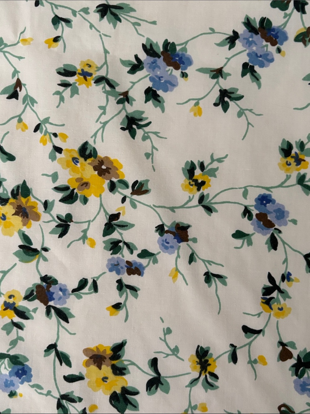 Vintage Laura Ashley Polyanthus Primrose Blue Yellow Flowers 80s 90s